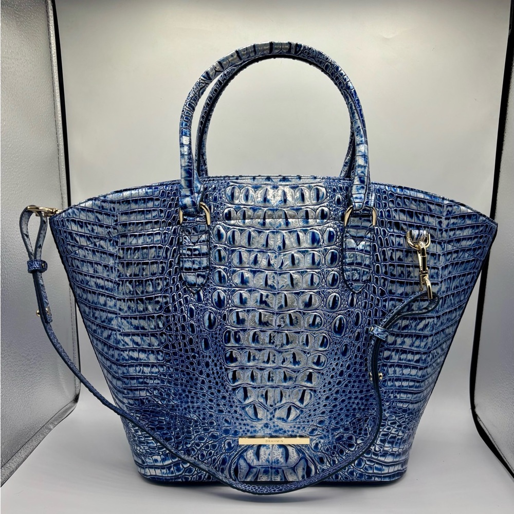 Brahmin Jeanne Leather Large Tote Style Bag Coastal Blue Melbourne - Picture 6 of 15